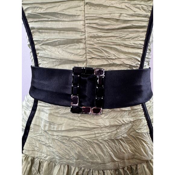 Vintage Jessica McClintock Gunne Sax Green Prom Dress Crinkled Tulle Size 7 USA - Picture 5 of 9